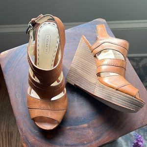 Coach leather wedge heels; size 5.5